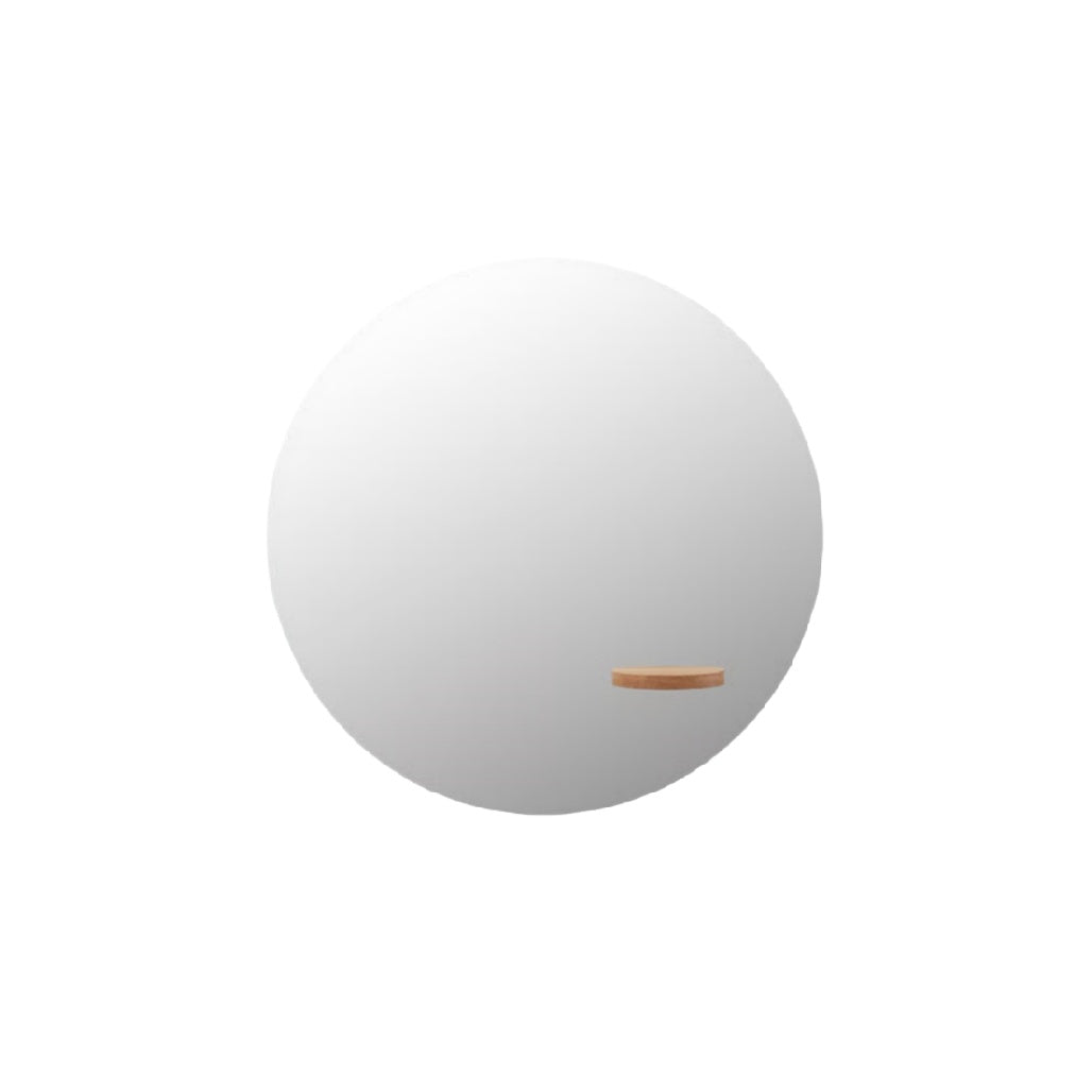 Modern Round Wall Mirror with Wooden Accent**